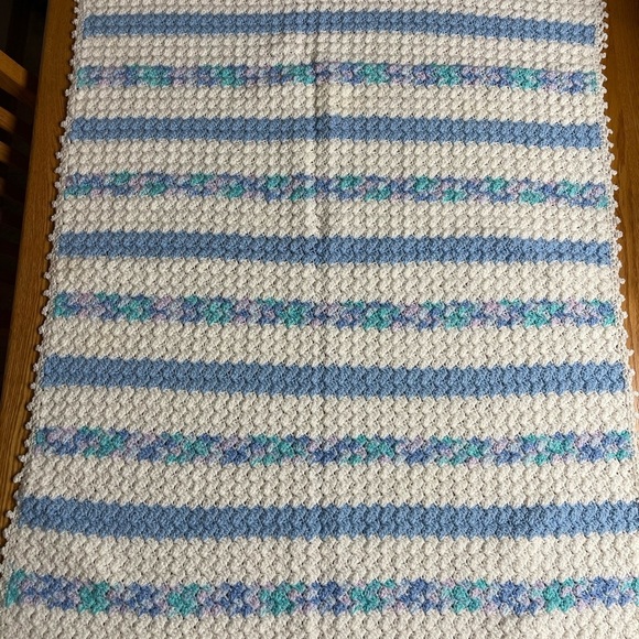 Handmade Crochet knit Multicolored Afghan Baby Blanket 35x48 - Picture 3 of 5